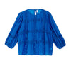 Trendy Mesh Long Sleeve Top Women's Ruffled Blouse