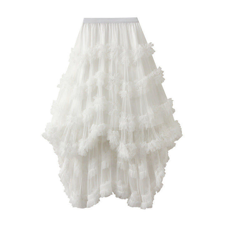 Elegant Elastic Waist Fee Mesh Skirt