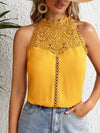 Solid, Cropped Blouse With Lace Splits