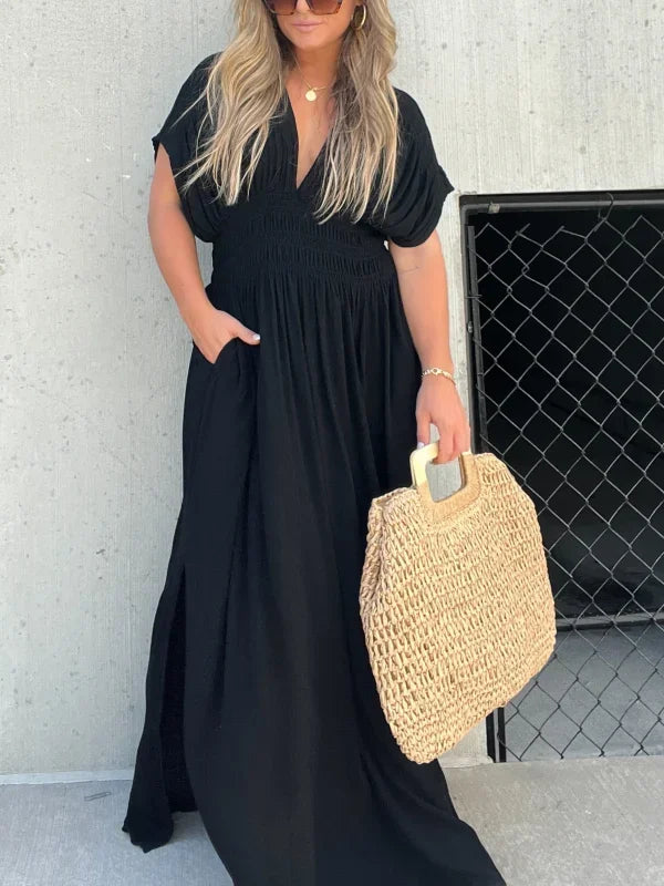 V-Neck Effortless Maxi Long Dress