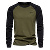 Men's - Patchwork Shirt - Round Neck & Long Sleeves - Trendy Style for Every Occasion