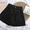 Comfortable colour all-match roll-up wide leg casual shorts