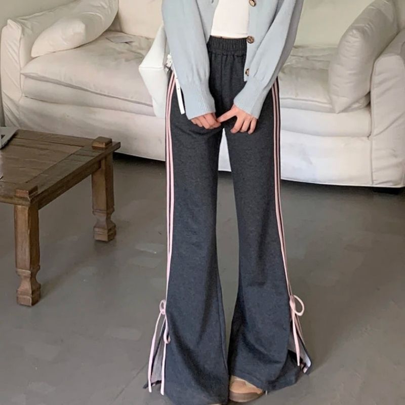 Casual wide training trousers with side ties