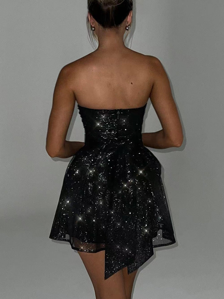 Women's - Off-the-Shoulder A-Line Mini Dress - Flowy Fabric - Perfect for Summer Outings and Parties