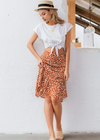 Mid-length ruffled skirt High waist skirt