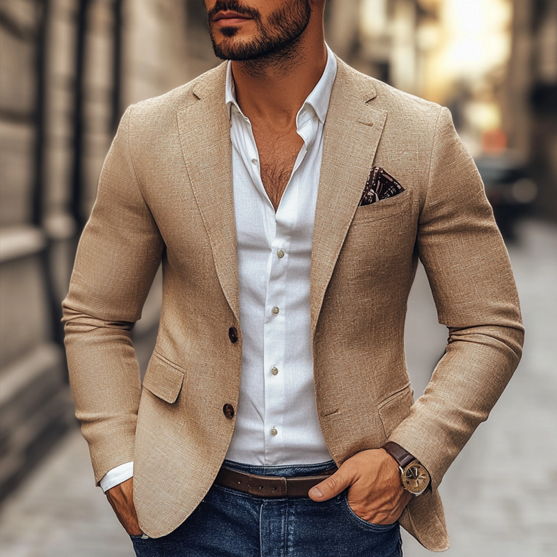 Men's - Casual Blazer – Notch Lapel, Two Buttons – Modern Style