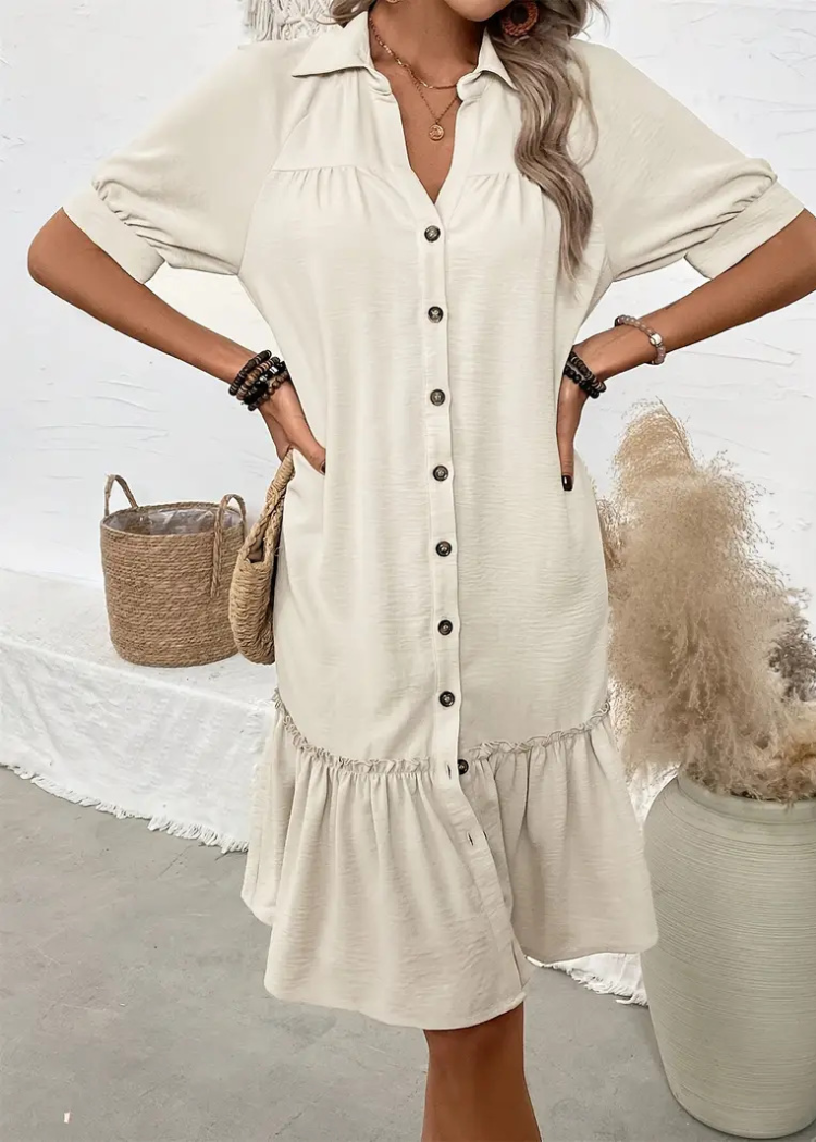 Women's - Casual A-Line Dress - Cotton Blend