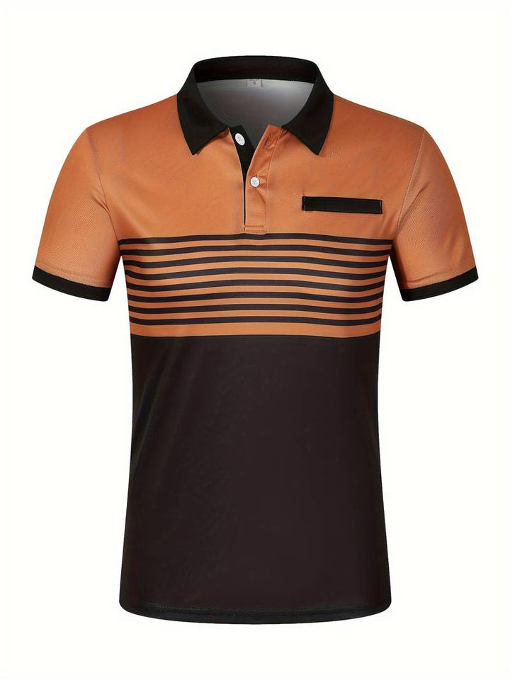 Casual Short Sleeve Striped Polo Shirt For Men