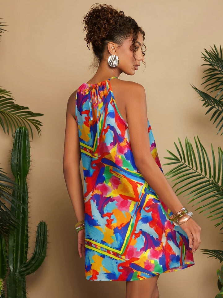 Women's - Summer Dress - Airy Floral Pattern, Short with Round Neckline - Light & Comfortable for Warm Days