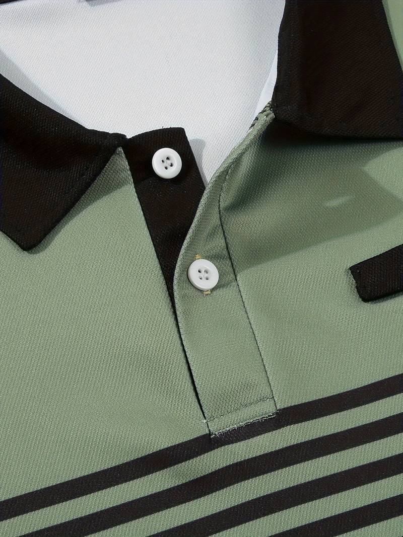 Casual Short Sleeve Striped Polo Shirt For Men