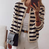 Black striped knitted cardigan with long sleeves