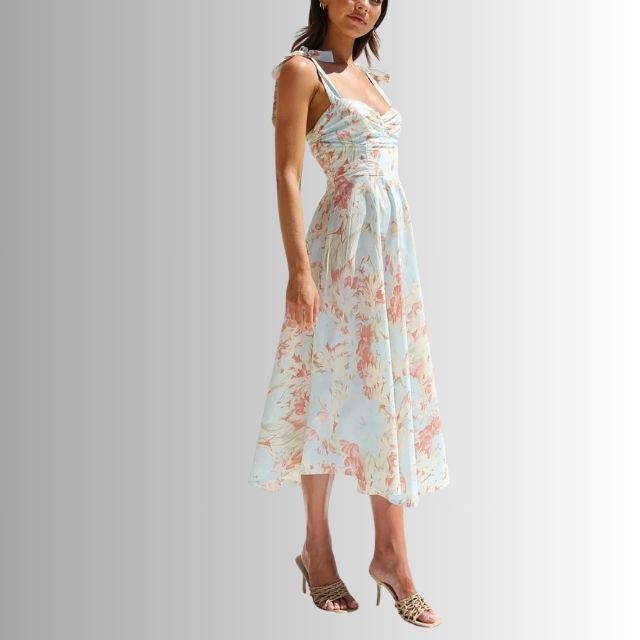 Floral summer dress with tie straps