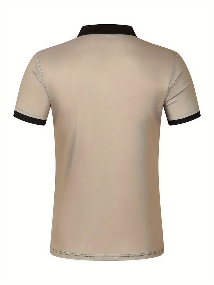 Casual Short Sleeve Striped Polo Shirt For Men