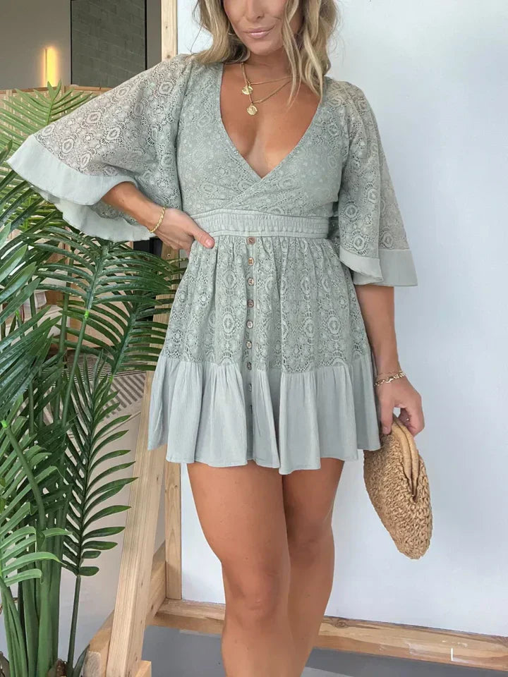Women's -  Lace & Crochet Play Dress - Elegant Style for Every Occasion - Perfect Summer Outfit