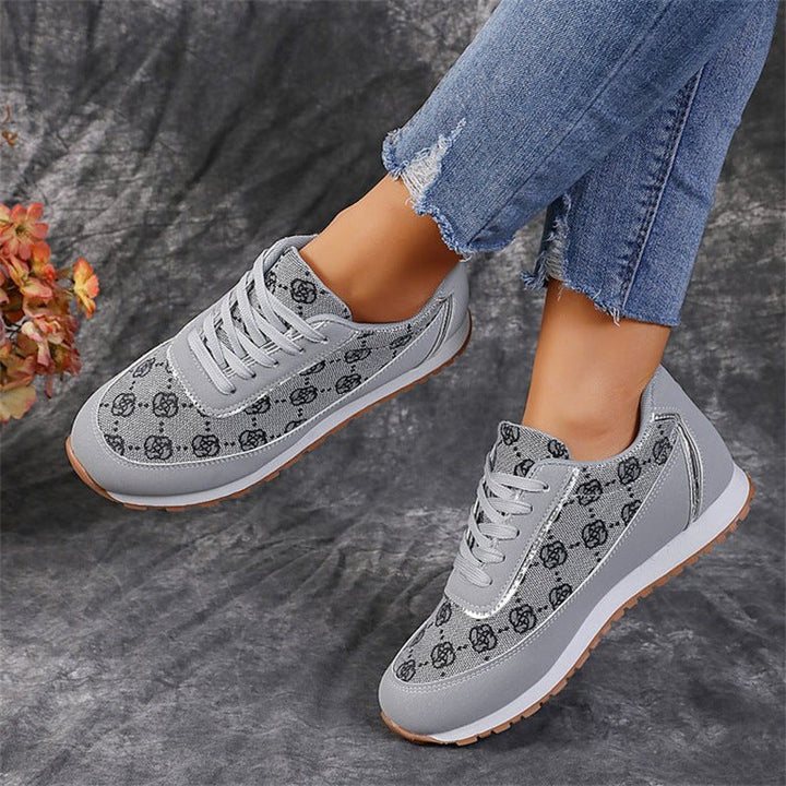 Sleek flower print lace-up sneakers