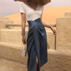 Chiffon skirt with irregular slit