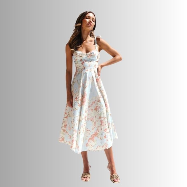 Floral summer dress with tie straps