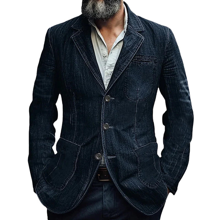 Men's Casual Lapel Denim Single Breasted Blazer