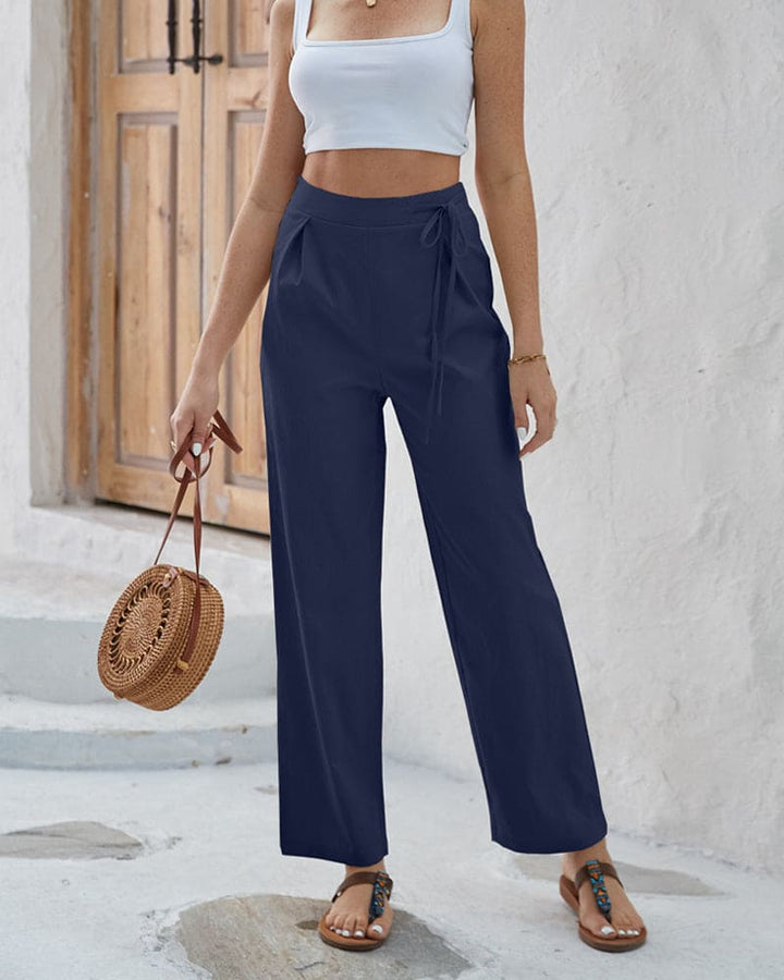 Solid-coloured trousers with high waist