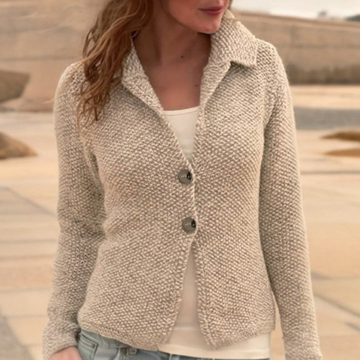 Khaki single-coloured jumper with collar