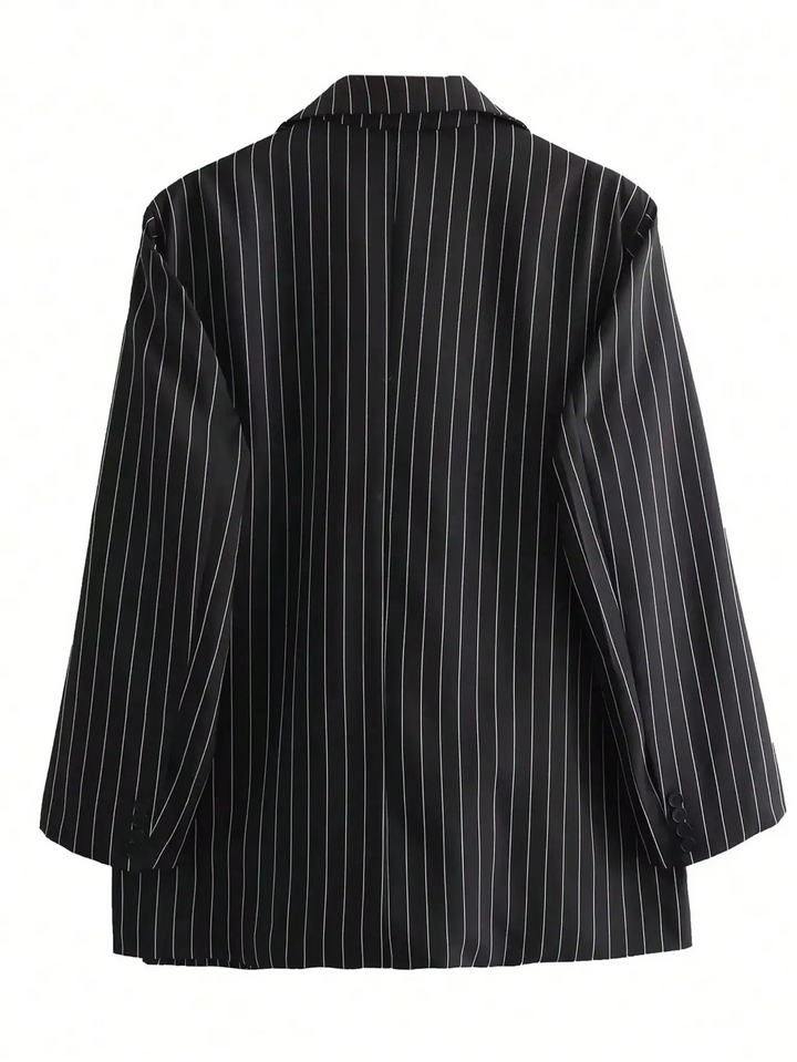 Women's striped blazer with ankle button fastening