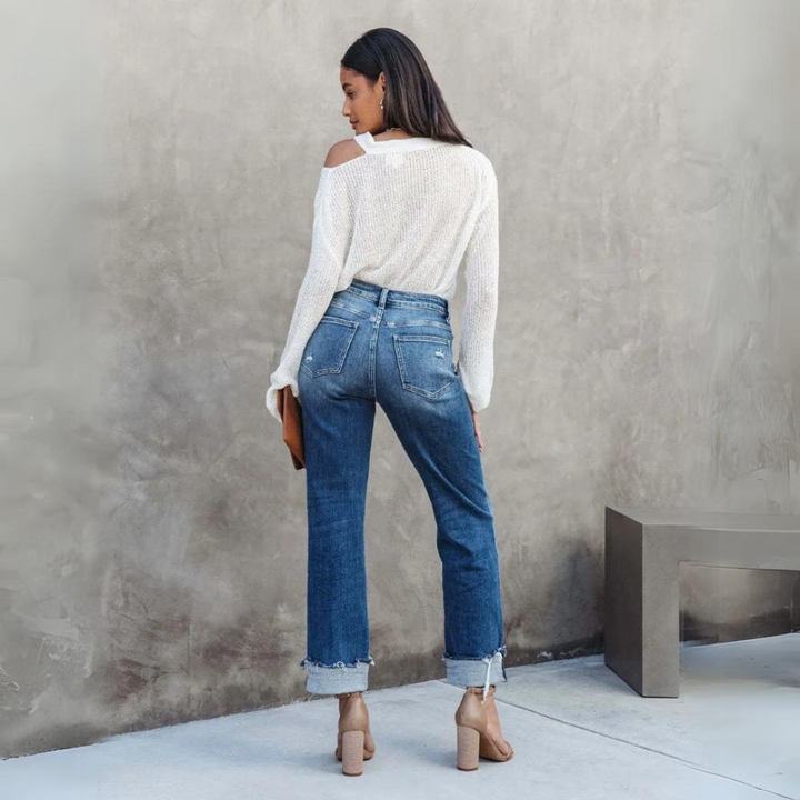 Trendy High-Waist Denim Pants