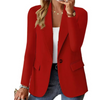 Casual solid ladies' blazer with long sleeves and narrow pocket buckle