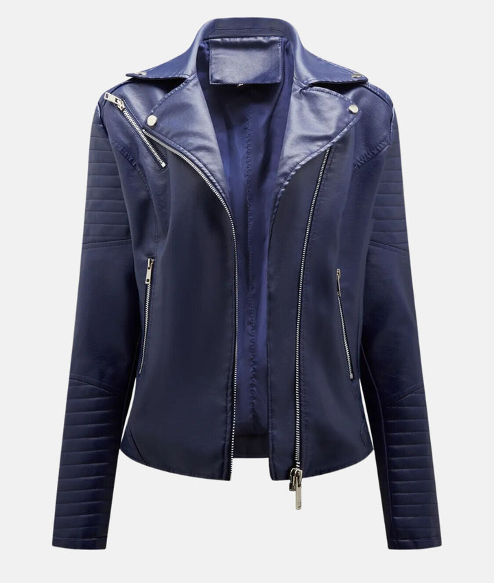 Ladies leather jacket without hood