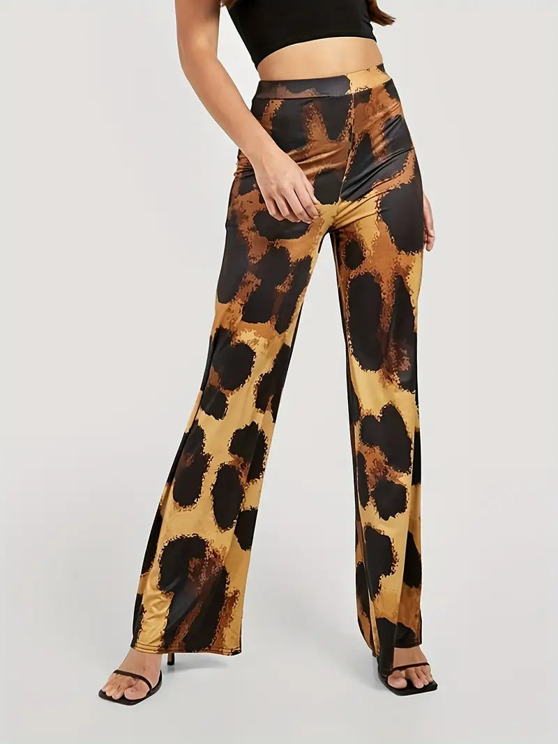 High Waisted Pants with Leopard Print