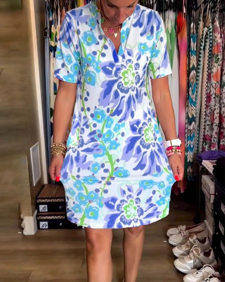 Short sleeve dress with floral print