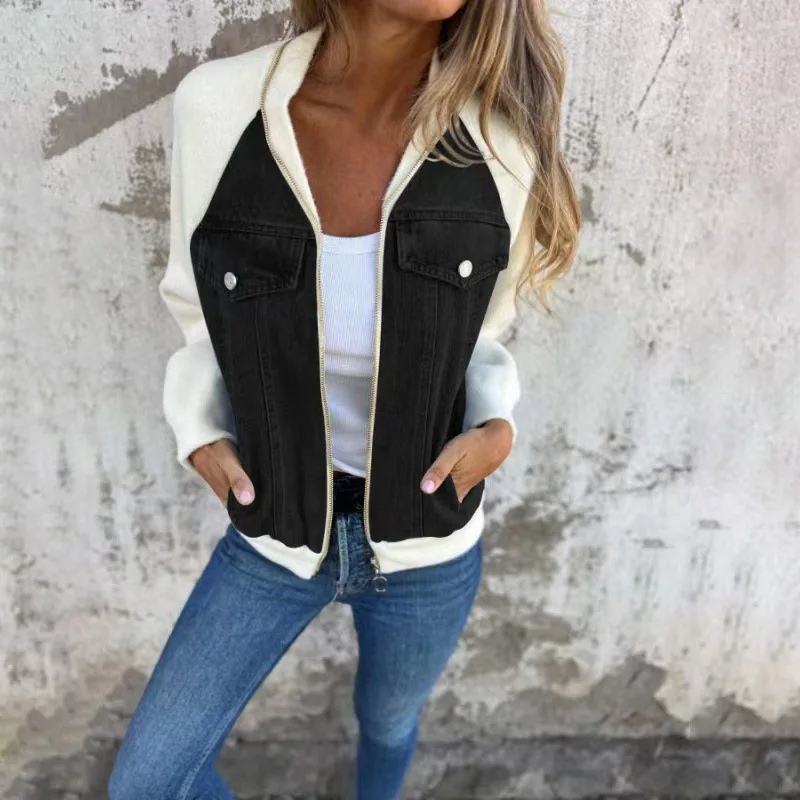 Denim-look bomber jacket with pocket details and a comfortable fit