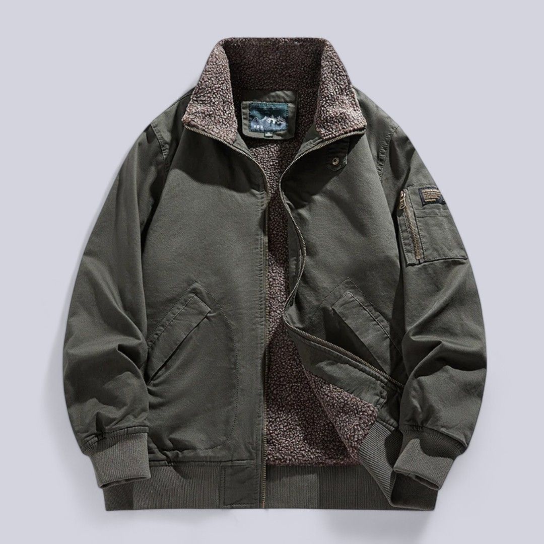 Men's - Jacket - Warm Wool Lined - Stylish Winter Outerwear for Comfort
