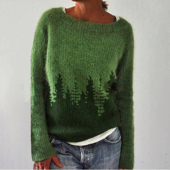 Women's - Retro Jumper - Cotton Blend - Cosy Knit Style - Vintage-Inspired Fashion