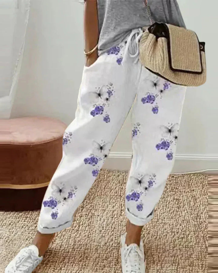 Casual cotton-linen trousers for women