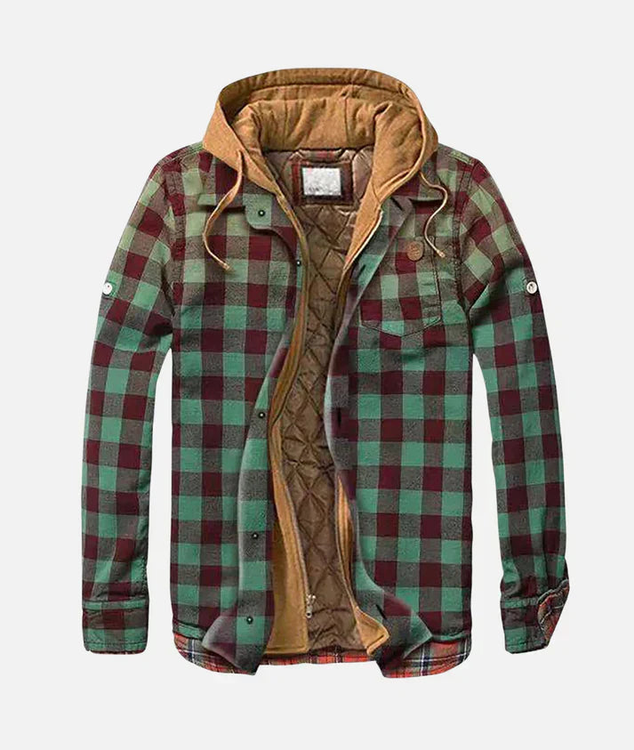 Men's - Chequered Hooded Jacket - Stylish and Comfortable - Trendy Outerwear
