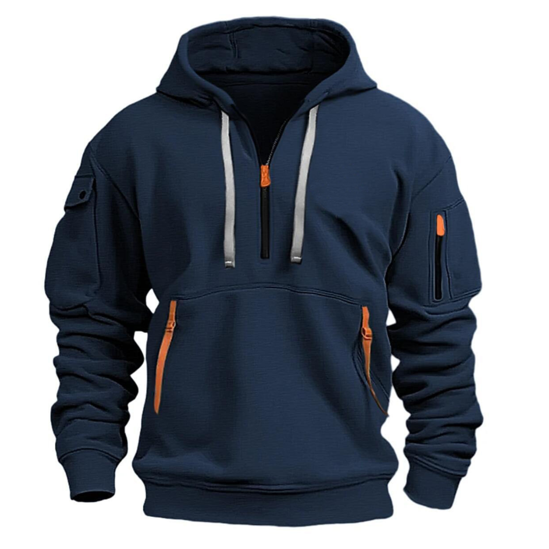 Men's - Casual Hoodie - Long Sleeve Pullover - Multi Pockets - Stylish and Practical for Everyday Wear