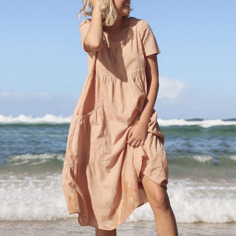 Women's - Light and Fresh Dress - Comfortable Cotton Blend - Perfect for Casual Outings - Stylish Everyday Wear