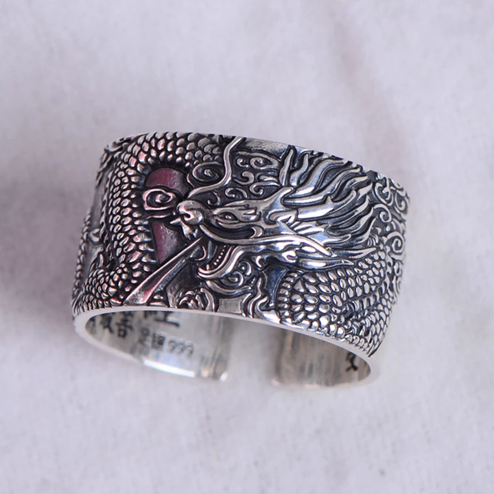 Dragon Sutra Silver Ring