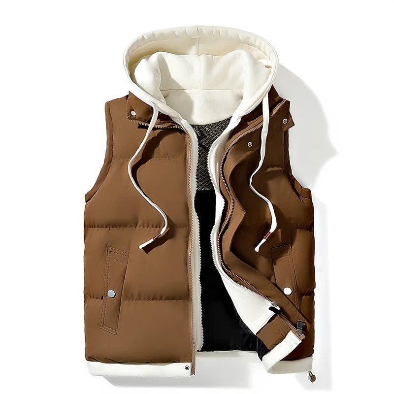 Men's - Soft Shell Hooded Puffer Gilet - Breathable Material - Lightweight & Stylish Outerwear