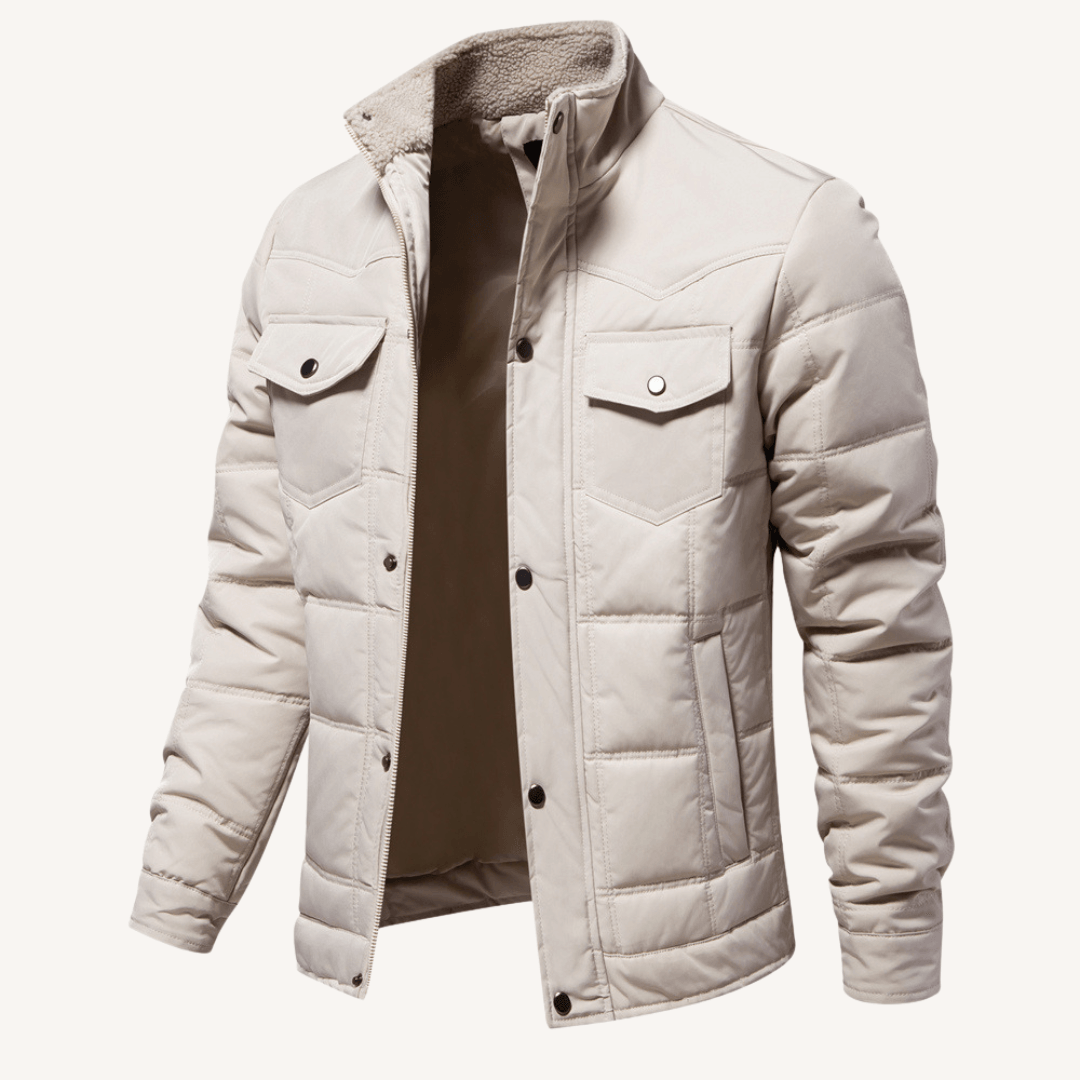 Men's - Fleece-Lined Stand Collar Jacket - Warm & Stylish Outerwear