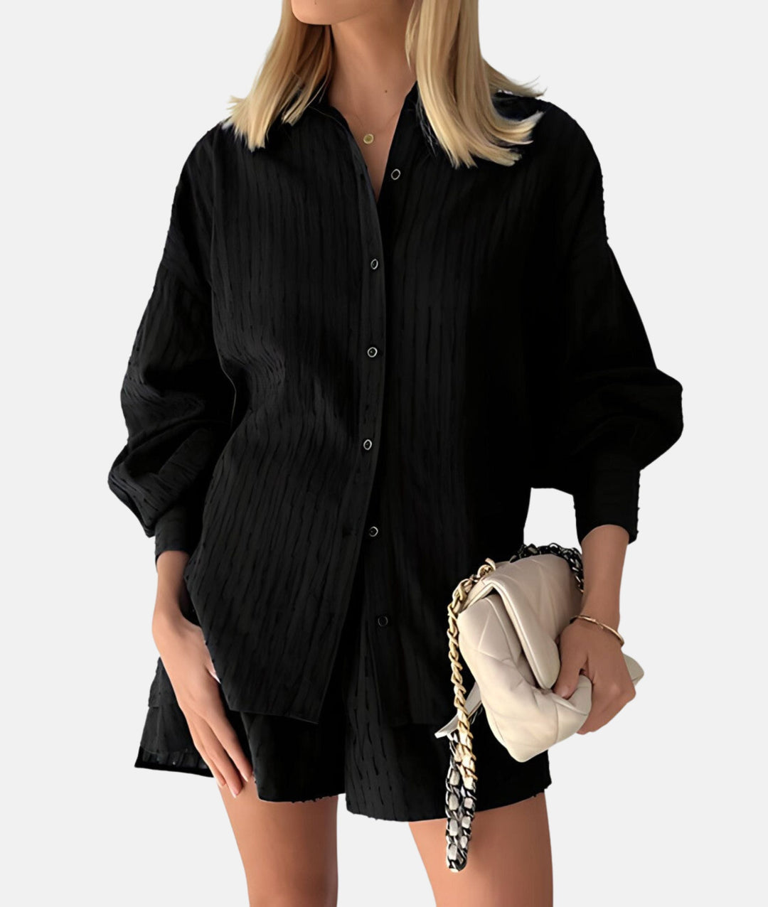 Elegant fabric shirt and shorts set