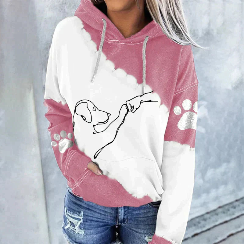 Amora™ trendy loose hoodie with dog print