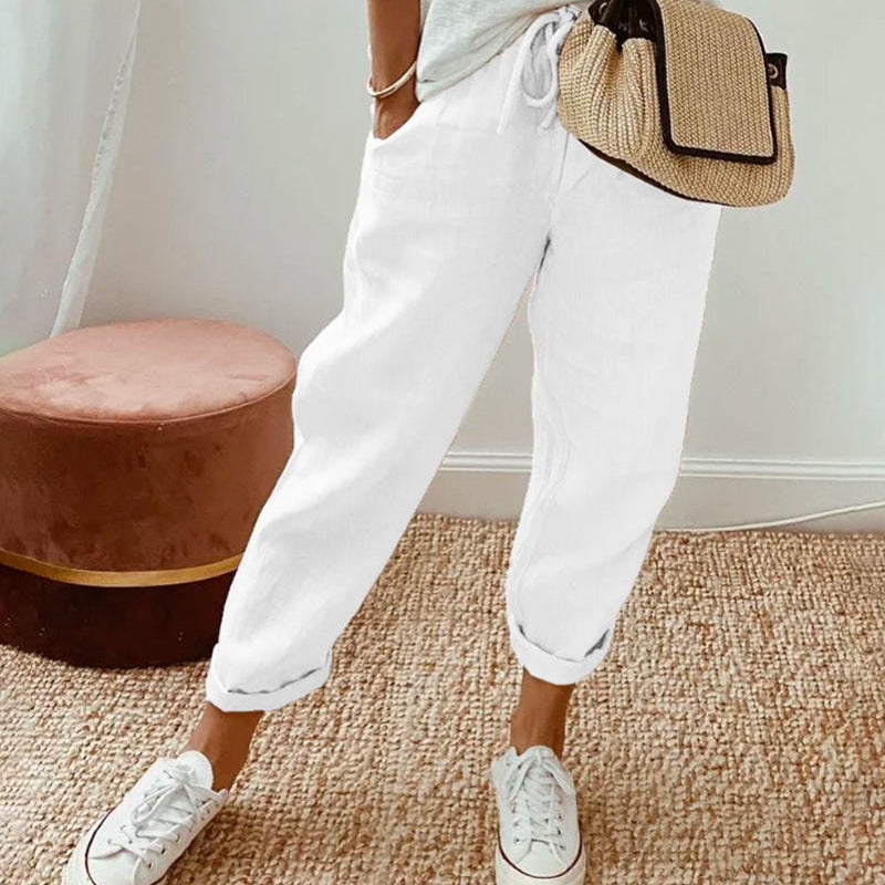 Women's - Comfortable Summer Trousers - Lightweight and Airy Fabric - Perfect for Warm Weather Style