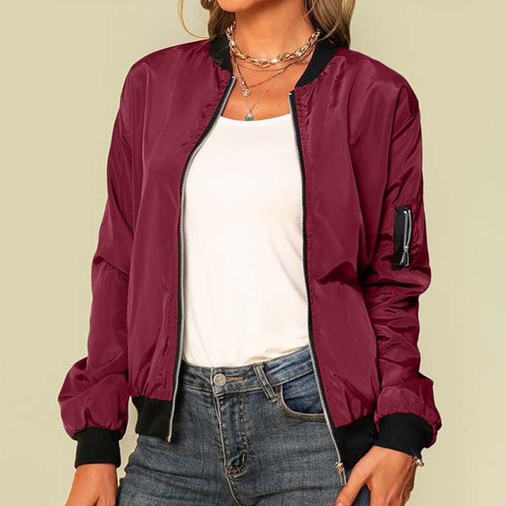 Lightweight bomber jacket with zip