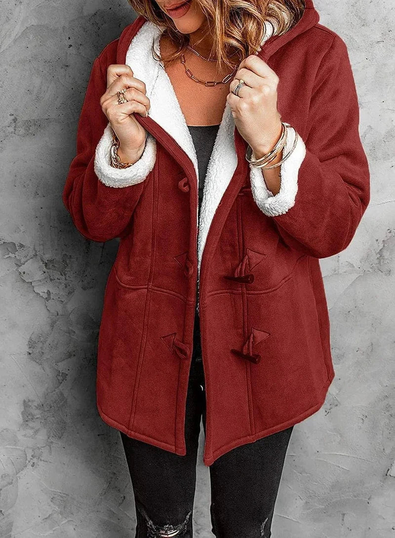 Women's - Hooded Coat - Polyester Blend - Fleece-Lined - Winter Outerwear