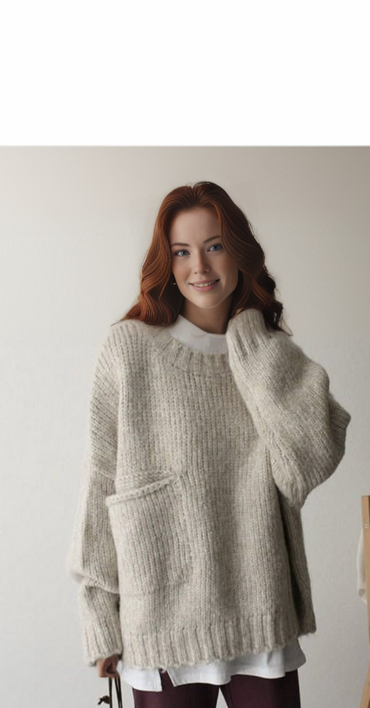 Oversized knitted jumper with pocket