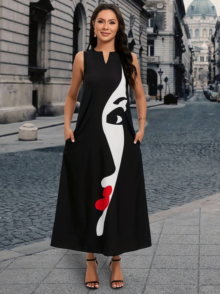 Figure face print dress