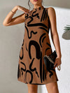 Women's - Brushed Pattern Dress - Mock Neck, Sleeveless, Airy & Casual - Perfect for Spring & Summer Style