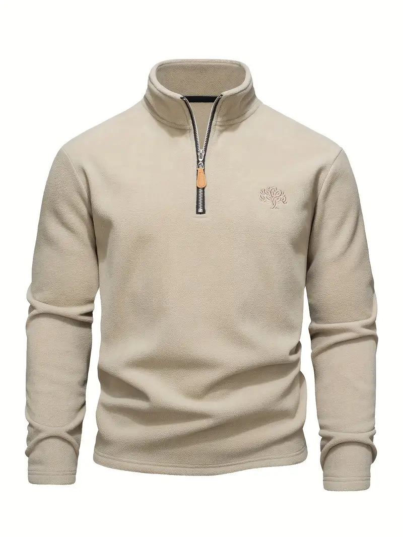 Men's - Classic Zip-Up Pullover Jacket - Cosy Cotton Blend - Stylish & Versatile Everyday Outerwear