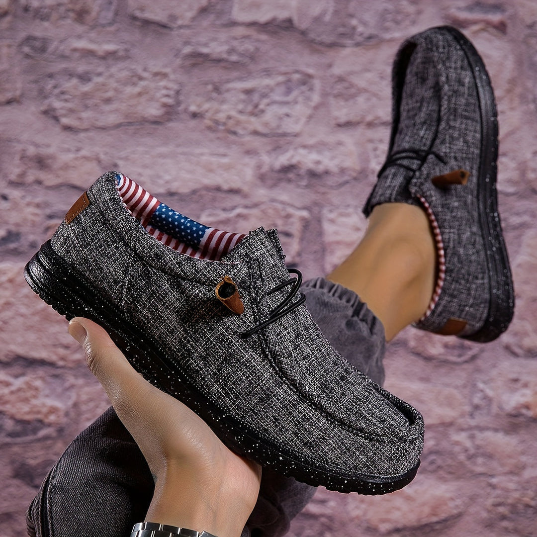 Men's - Slip-On Loafers - Comfortable Non-Slip Casual Shoes with Flag Design - Stylish Footwear